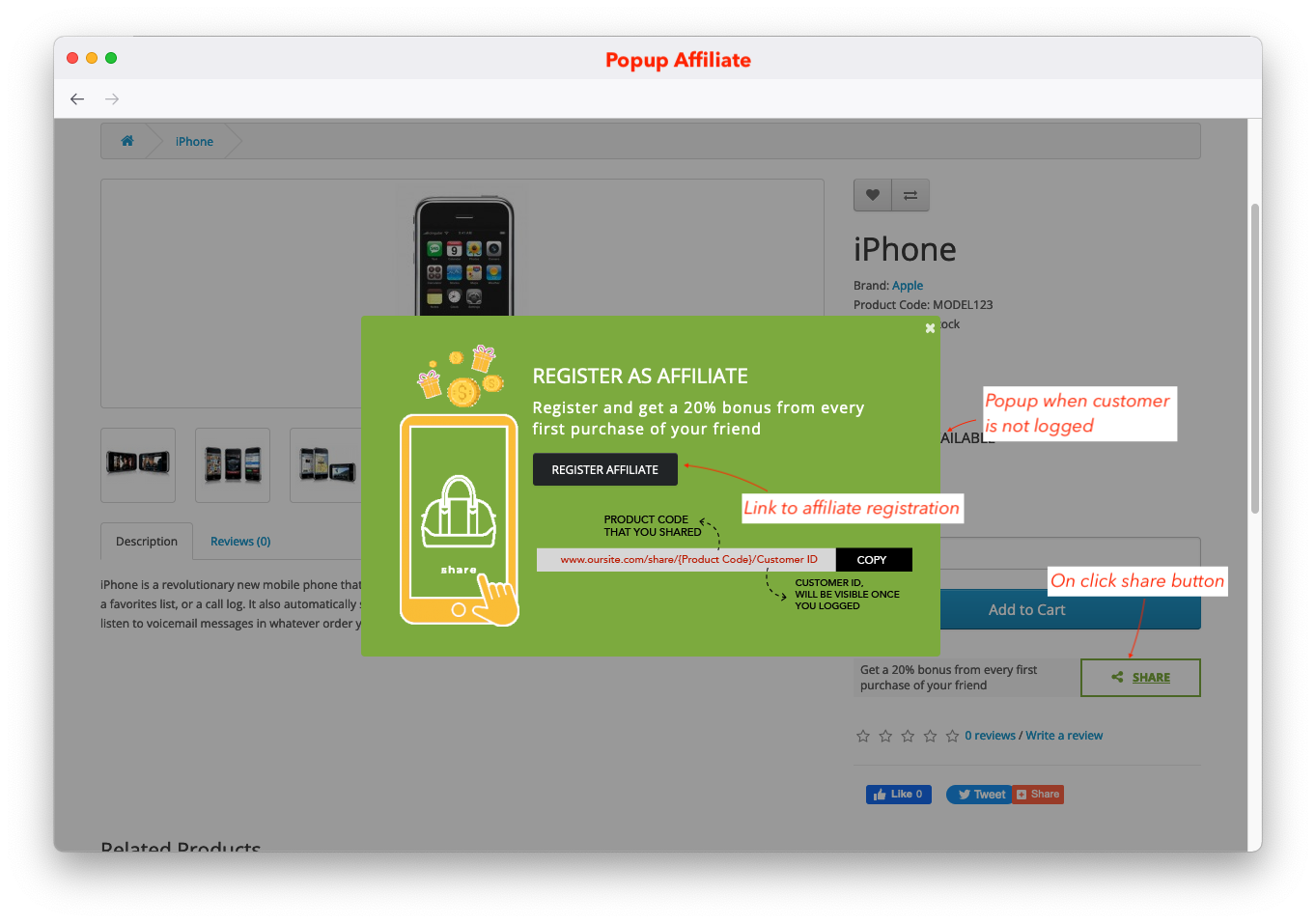 popup affiliate registration opencart